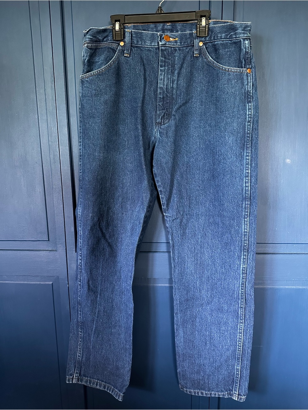 Wrangler Straight-Leg Dark Blue Denim Jeans